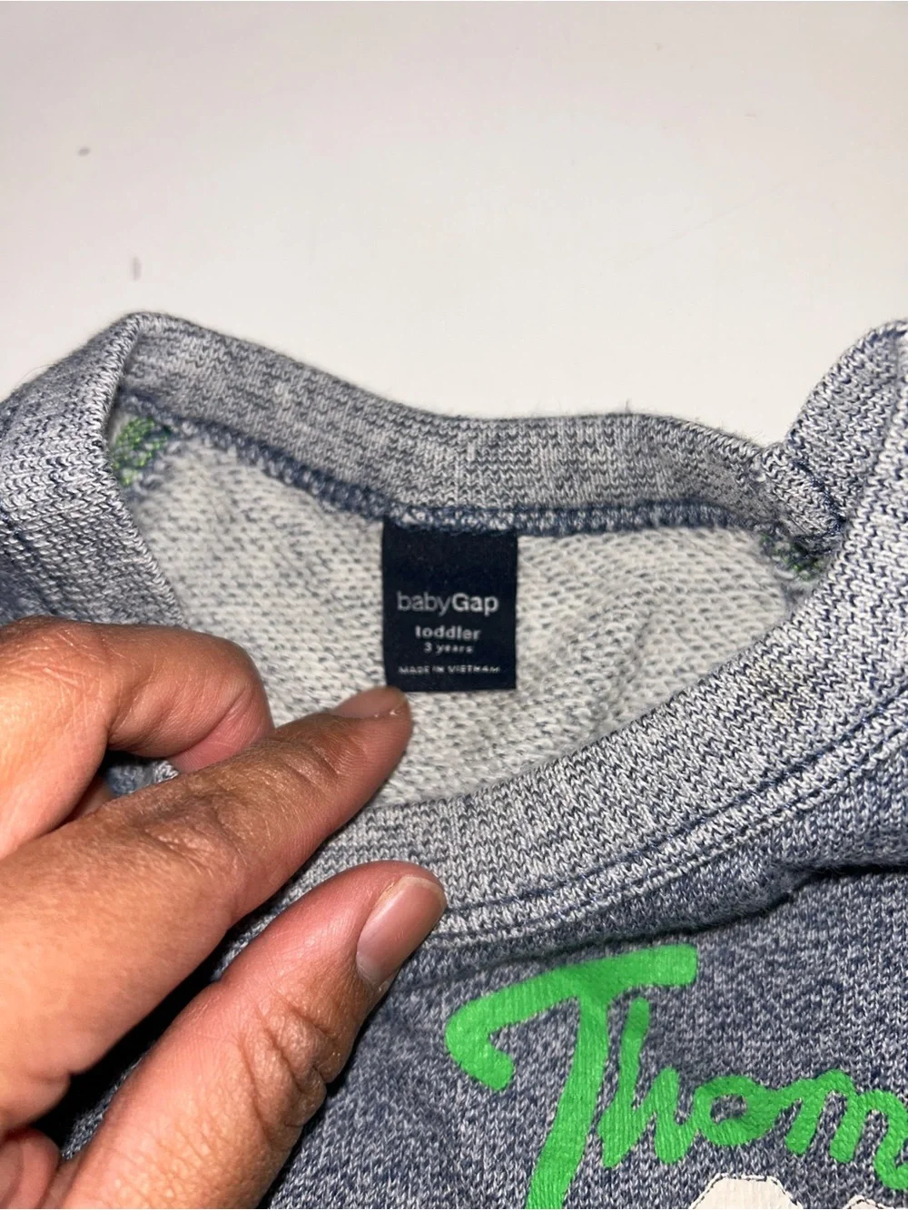 GAP Gray Kids Sweatshirt with Neon Green Accents